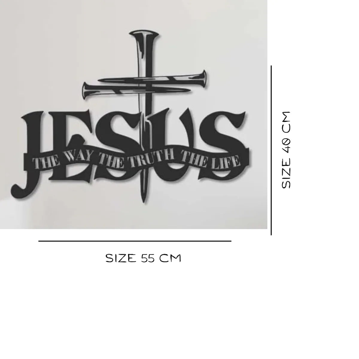 BLIND SHOP Jesus The Way The Truth The Life Metal Wall Art, God lover Christ Sign Home Decor God Faith Decoration Religious Lord Housewarming Xmas gift (55x40x1.5 CM)