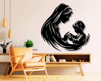 Virgin Mary and Jesus Dxf Svg Png Files Baby Jesus Laser Plasma File , Wall Art , Cut , File , For Cnc Plasma Laser Glowforge Cricut C-2