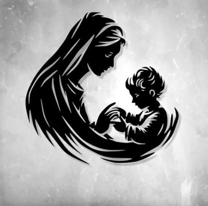 Virgin Mary and Jesus Dxf Svg Png Files Baby Jesus Laser Plasma File , Wall Art , Cut , File , For Cnc Plasma Laser Glowforge Cricut C-2