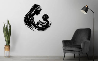 Virgin Mary and Jesus Dxf Svg Png Files Baby Jesus Laser Plasma File , Wall Art , Cut , File , For Cnc Plasma Laser Glowforge Cricut C-2