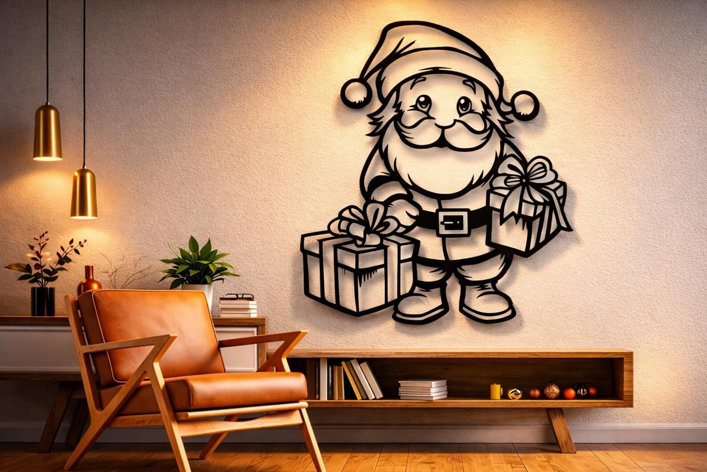 Santa Claus Metal Wall Art (45 × 45 × 2 cm) C-6