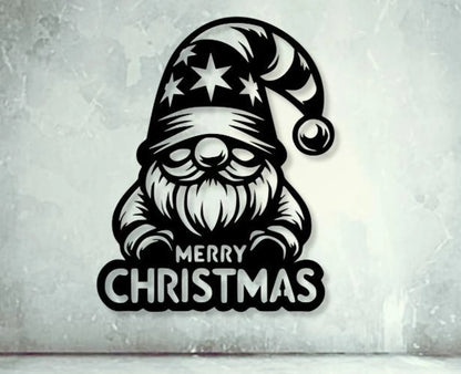 Christmas Gnome Metal Wall Art – (45 × 45 × 2 cm) C-8