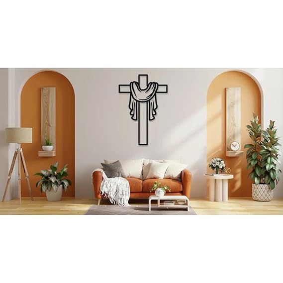 BLIND SHOP Cross Metal Wall Art, Cross, Cross Decor, Wall Cross, Christian, Christian Art, Jesus, Wall Art, Wall Decor, Jesus Art, Religious (40x27x1.5 CM)