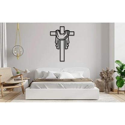 BLIND SHOP Cross Metal Wall Art, Cross, Cross Decor, Wall Cross, Christian, Christian Art, Jesus, Wall Art, Wall Decor, Jesus Art, Religious (40x27x1.5 CM)