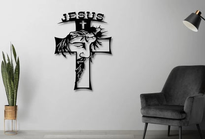 Jesus Cross metal Wall Art, Christian sign E-41