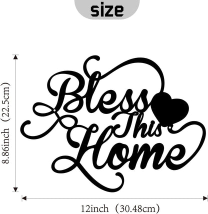 Black Metal Bless This Home Wall Art Farmhouse Entryway Sign Rustic Outdoor Wall Home Decoration for Bedroom Living Room Office E-46