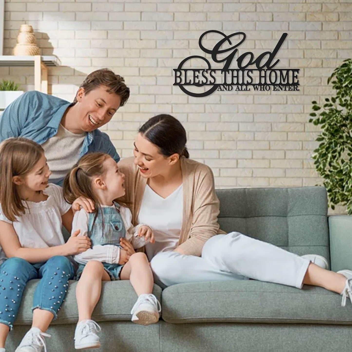 God Bless This Home Wall Decor Rustic Metal Home Sign Christian Jesus Decorations for Farmhouse Entryway Living Room Kitchen Dining Room E-47