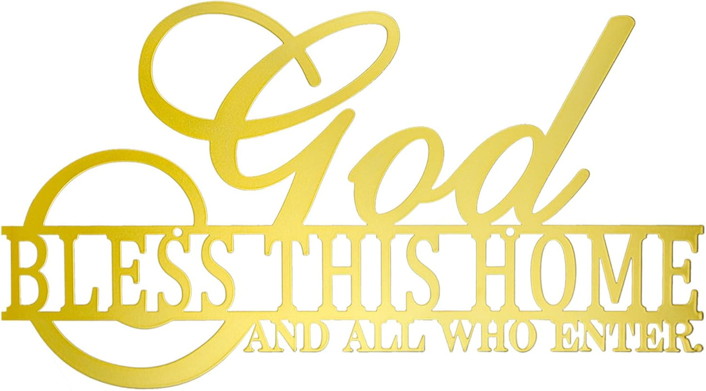God Bless This Home Wall Decor Rustic Metal Home Sign Christian Jesus Decorations for Farmhouse Entryway Living Room Kitchen Dining Room E-47