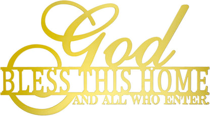 God Bless This Home Wall Decor Rustic Metal Home Sign Christian Jesus Decorations for Farmhouse Entryway Living Room Kitchen Dining Room E-47