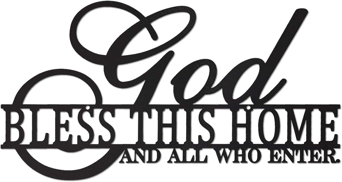 God Bless This Home Wall Decor Rustic Metal Home Sign Christian Jesus Decorations for Farmhouse Entryway Living Room Kitchen Dining Room E-47