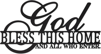 God Bless This Home Wall Decor Rustic Metal Home Sign Christian Jesus Decorations for Farmhouse Entryway Living Room Kitchen Dining Room E-47