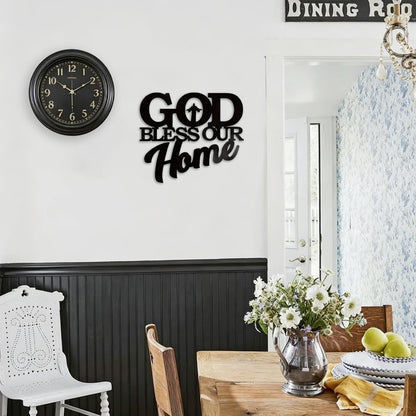 God Bless Our Home Wall Decor Metal Blessed Sign Black Christian Wall Art Rustic Home Decoration for Believers Bedroom Farmhouse E-48