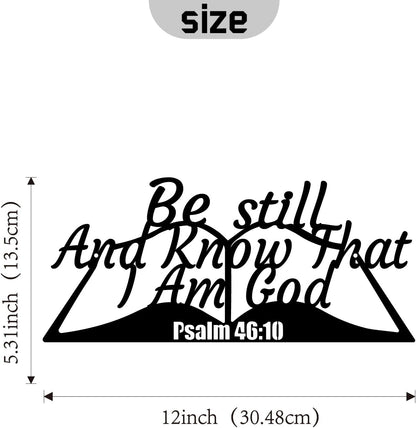 Be Still and Know That I Am God Psalm 46:10 Metal Sign, 12"X5.31" Inch Christian Wall Art Religious Wall Decor Bible Scripture Wall Hanging  Decoration E-53