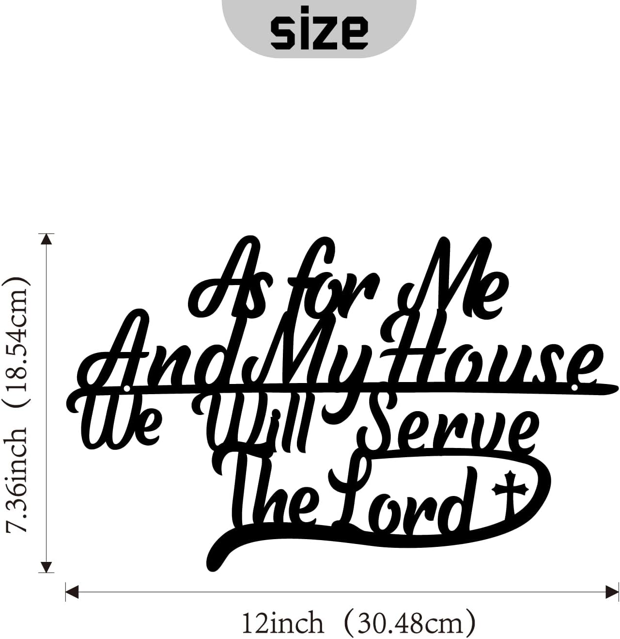 as for Me and My House We Will Serve the Lord Metal Wall Decor Bible Verses Black Metal Signs 12" x7.3" Wall Art Christian Religious Scripture Wall Hanging Decoration for Living Room Office E-54