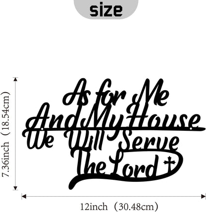 as for Me and My House We Will Serve the Lord Metal Wall Decor Bible Verses Black Metal Signs 12" x7.3" Wall Art Christian Religious Scripture Wall Hanging Decoration for Living Room Office E-54