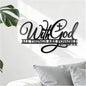 With God All Things Are Possible Metal Wall Decor-Scripture Wall Art with Bible Verses,14.6x8.3in Black Christian Inspirational Word Hanging Decor for Living Room Home Office Church E-55