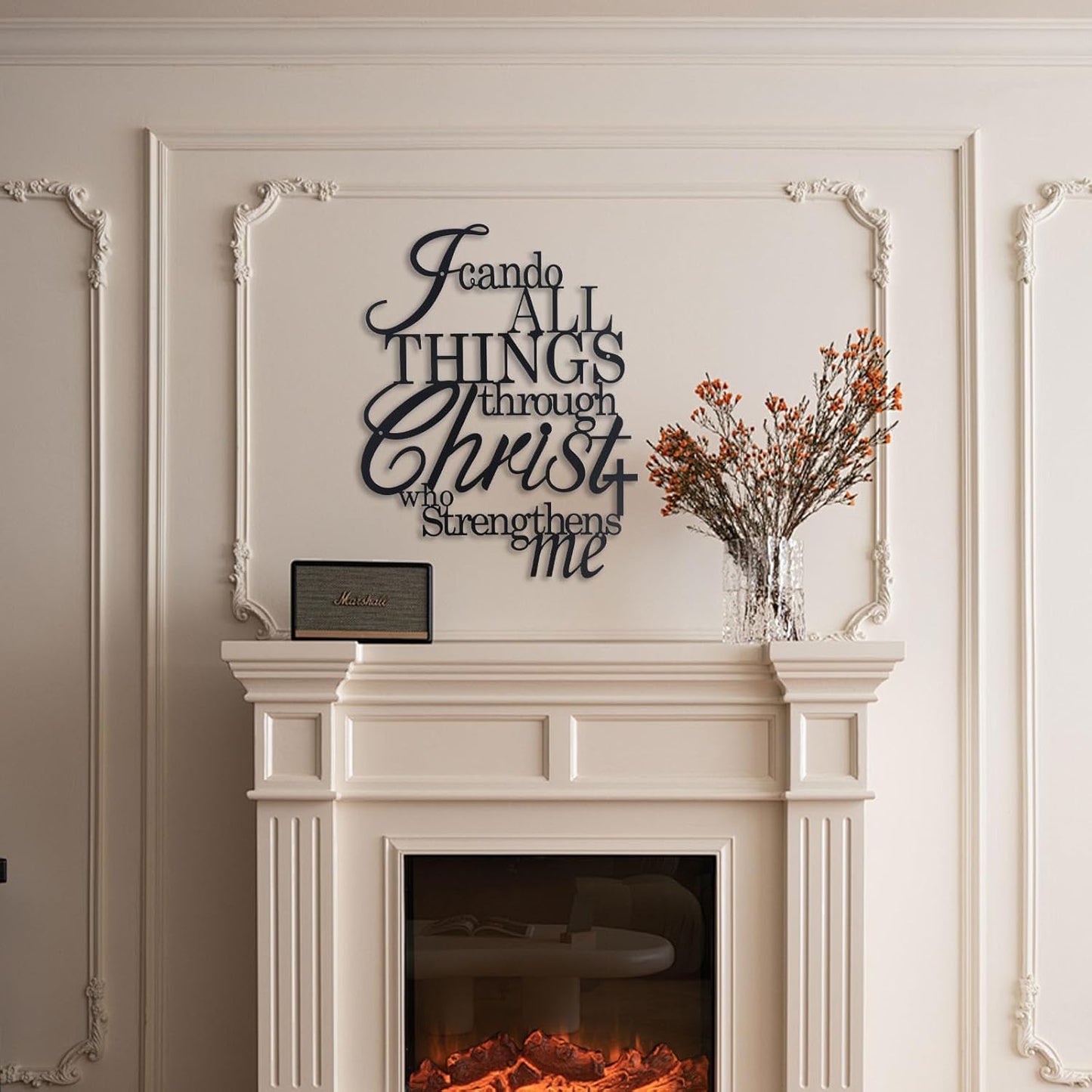 I Can Do All Things Through Christ Metal Wall Art,Metal Christian Wall Decor (Black) E-56