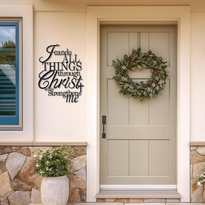 I Can Do All Things Through Christ Metal Wall Art,Metal Christian Wall Decor (Black) E-56