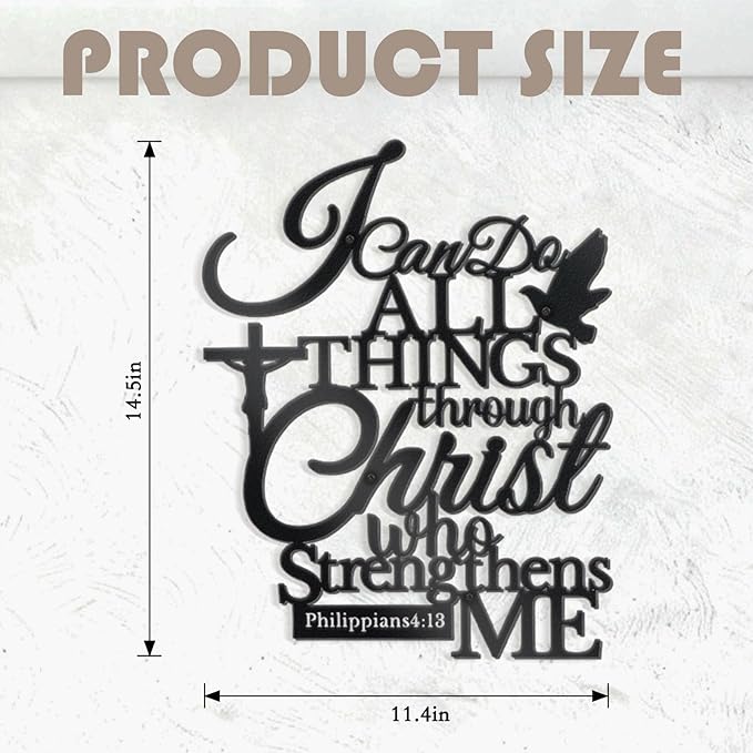 I Can Do All Things Through Christ Metal Wall Decor (Black) E-57