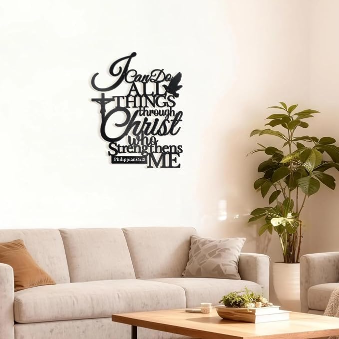 I Can Do All Things Through Christ Metal Wall Decor (Black) E-57