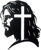 Cross In Jesus Head Silhouette Metal Sculpture Black Crucifix Wall Sign Religious Christian Decor Church Bedroom Living Prayer Room Chapel 11.8x10 In E-59