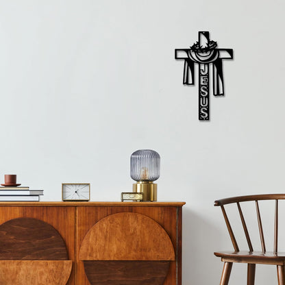 Christian Wall Crosses for Home Decor-Premium Metal Cross Wall Decor,Elegant Spiritual Cross for Wall with Timeless Design-Jesus E-60