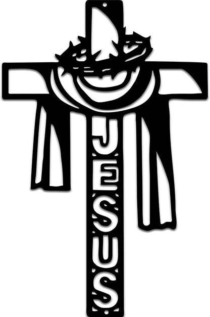 Christian Wall Crosses for Home Decor-Premium Metal Cross Wall Decor,Elegant Spiritual Cross for Wall with Timeless Design-Jesus E-60