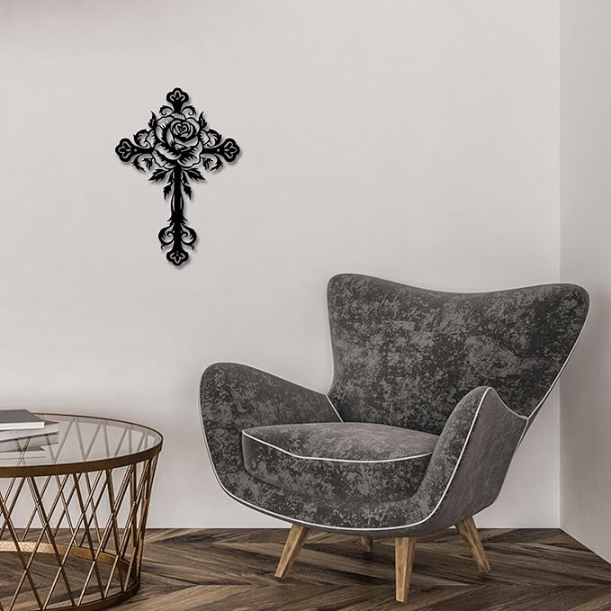 Stunning Christian Wall Art Collection - Premium Metal Cross Wall Decor, Ideal Metal Cross Wall Crosses For Home Decor With Diverse Wall Crosses For A Warm Atmosphere-Flower E-61