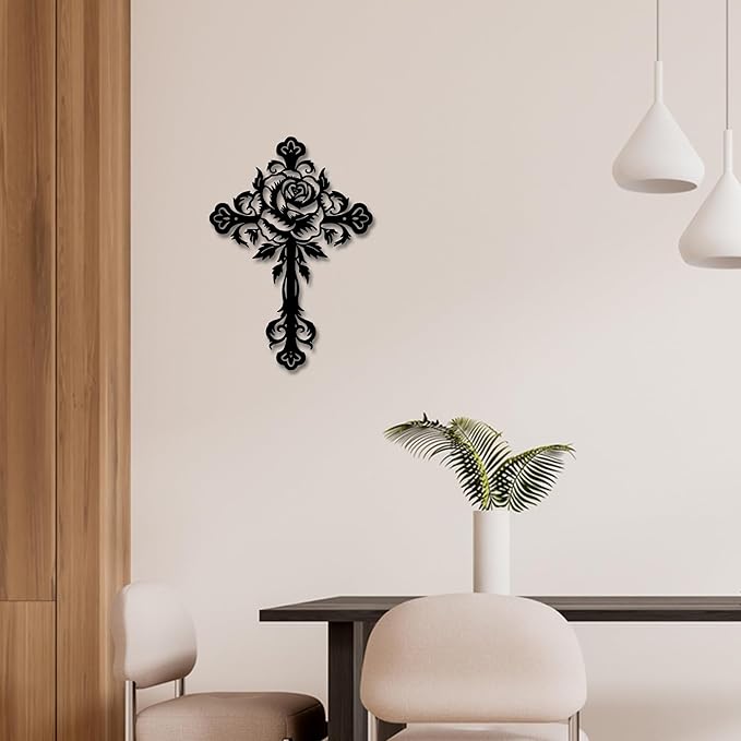 Stunning Christian Wall Art Collection - Premium Metal Cross Wall Decor, Ideal Metal Cross Wall Crosses For Home Decor With Diverse Wall Crosses For A Warm Atmosphere-Flower E-61
