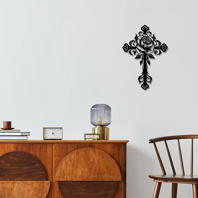 Stunning Christian Wall Art Collection - Premium Metal Cross Wall Decor, Ideal Metal Cross Wall Crosses For Home Decor With Diverse Wall Crosses For A Warm Atmosphere-Flower E-61