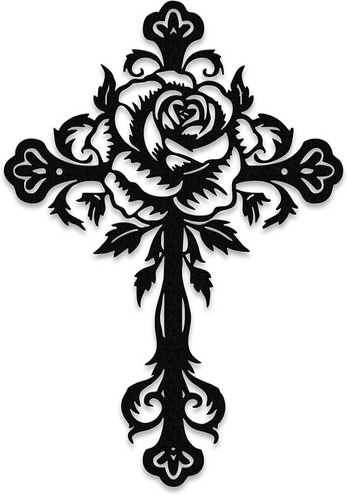 Stunning Christian Wall Art Collection - Premium Metal Cross Wall Decor, Ideal Metal Cross Wall Crosses For Home Decor With Diverse Wall Crosses For A Warm Atmosphere-Flower E-61