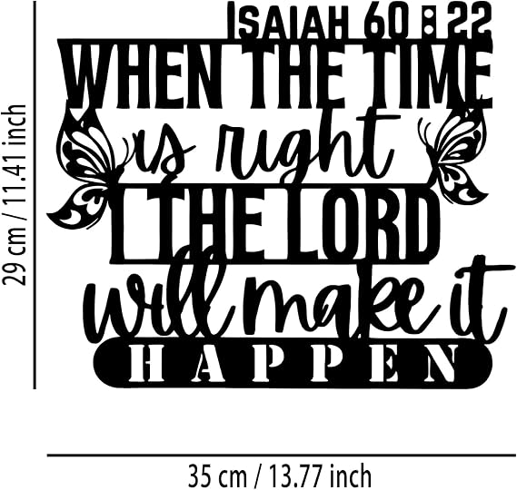 Isaiah 60 22 Butterfly Metal Wall Decor - Christian Faith Room Decor Motivational Inspirational Scripture Wall Art Home Decor for Living Room, Bedroom, Dining Room, Office (Black) E-65