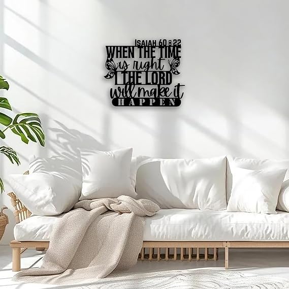 Isaiah 60 22 Butterfly Metal Wall Decor - Christian Faith Room Decor Motivational Inspirational Scripture Wall Art Home Decor for Living Room, Bedroom, Dining Room, Office (Black) E-65