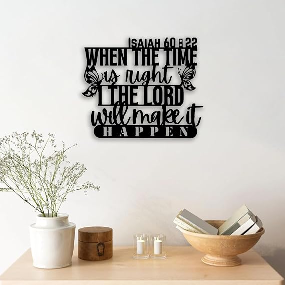 Isaiah 60 22 Butterfly Metal Wall Decor - Christian Faith Room Decor Motivational Inspirational Scripture Wall Art Home Decor for Living Room, Bedroom, Dining Room, Office (Black) E-65