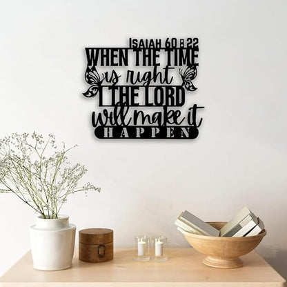 Isaiah 60 22 Butterfly Metal Wall Decor - Christian Faith Room Decor Motivational Inspirational Scripture Wall Art Home Decor for Living Room, Bedroom, Dining Room, Office (Black) E-65