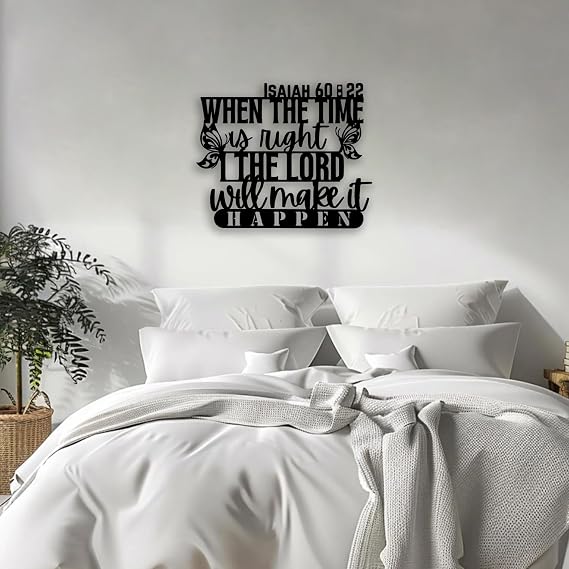 Isaiah 60 22 Butterfly Metal Wall Decor - Christian Faith Room Decor Motivational Inspirational Scripture Wall Art Home Decor for Living Room, Bedroom, Dining Room, Office (Black) E-65
