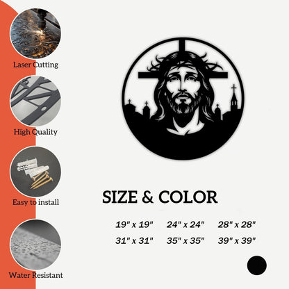 Jesus Metal Wall Art, Black Abstract Line Art for Christian Home Decor Modern Religious Wall Hanging for Living Room E-67