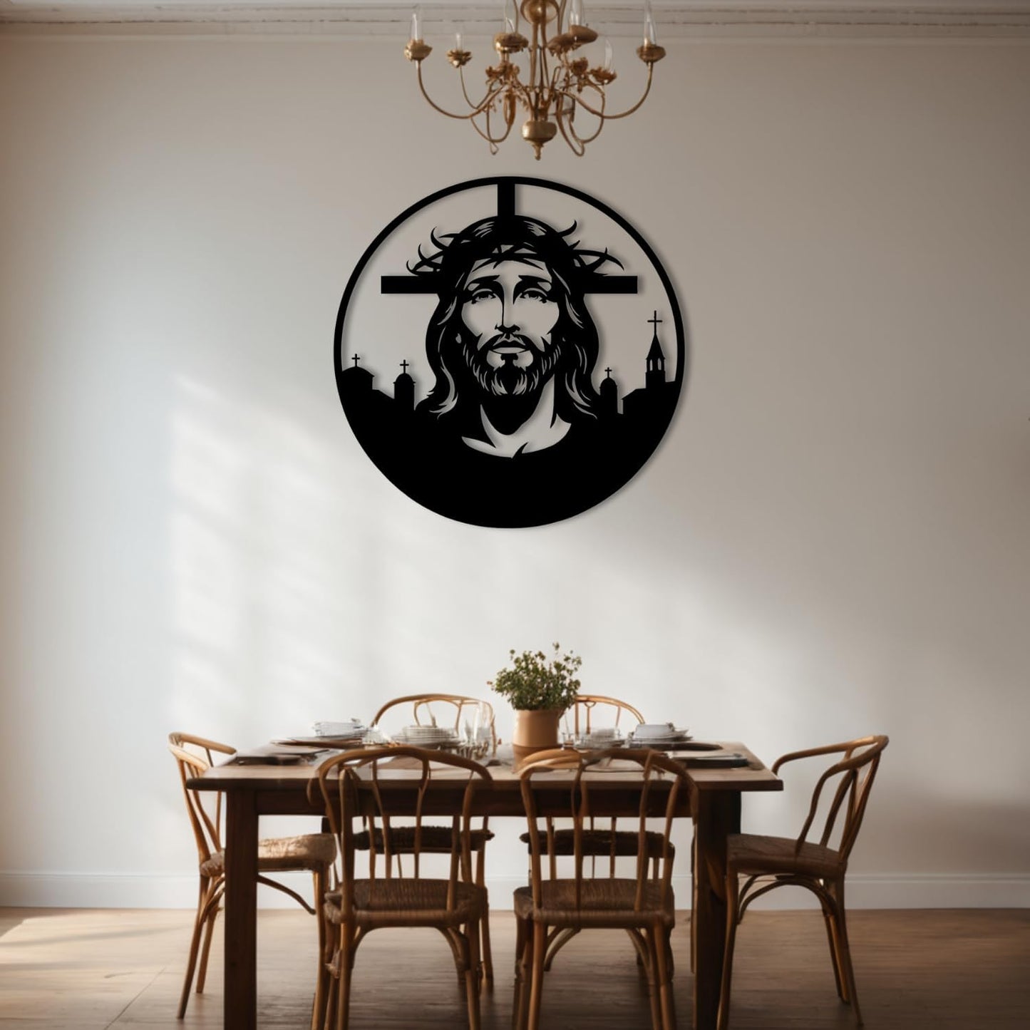 Jesus Metal Wall Art, Black Abstract Line Art for Christian Home Decor Modern Religious Wall Hanging for Living Room E-67