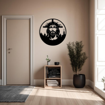 Jesus Metal Wall Art, Black Abstract Line Art for Christian Home Decor Modern Religious Wall Hanging for Living Room E-67