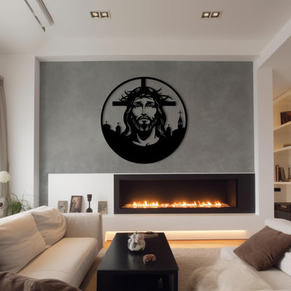 Jesus Metal Wall Art, Black Abstract Line Art for Christian Home Decor Modern Religious Wall Hanging for Living Room E-67