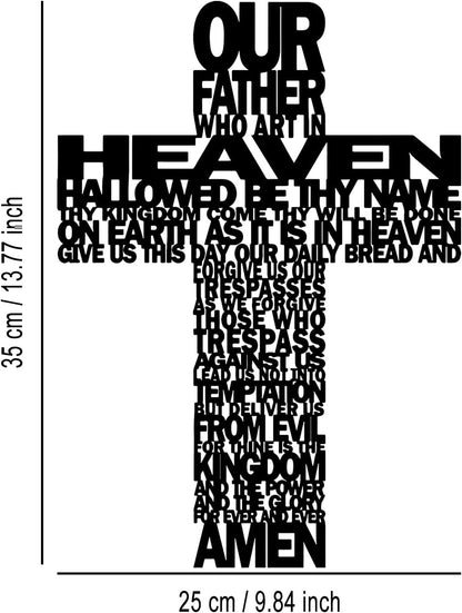 Metal Cross Wall Decor - Rustic Farmhouse Decor Black Prayer Text Cross Wall Art Home Decor for Living Room, Bathroom, Bedroom, Dining Room, Office, Church (Black) E-68