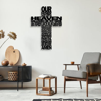 Metal Cross Wall Decor - Rustic Farmhouse Decor Black Prayer Text Cross Wall Art Home Decor for Living Room, Bathroom, Bedroom, Dining Room, Office, Church (Black) E-68