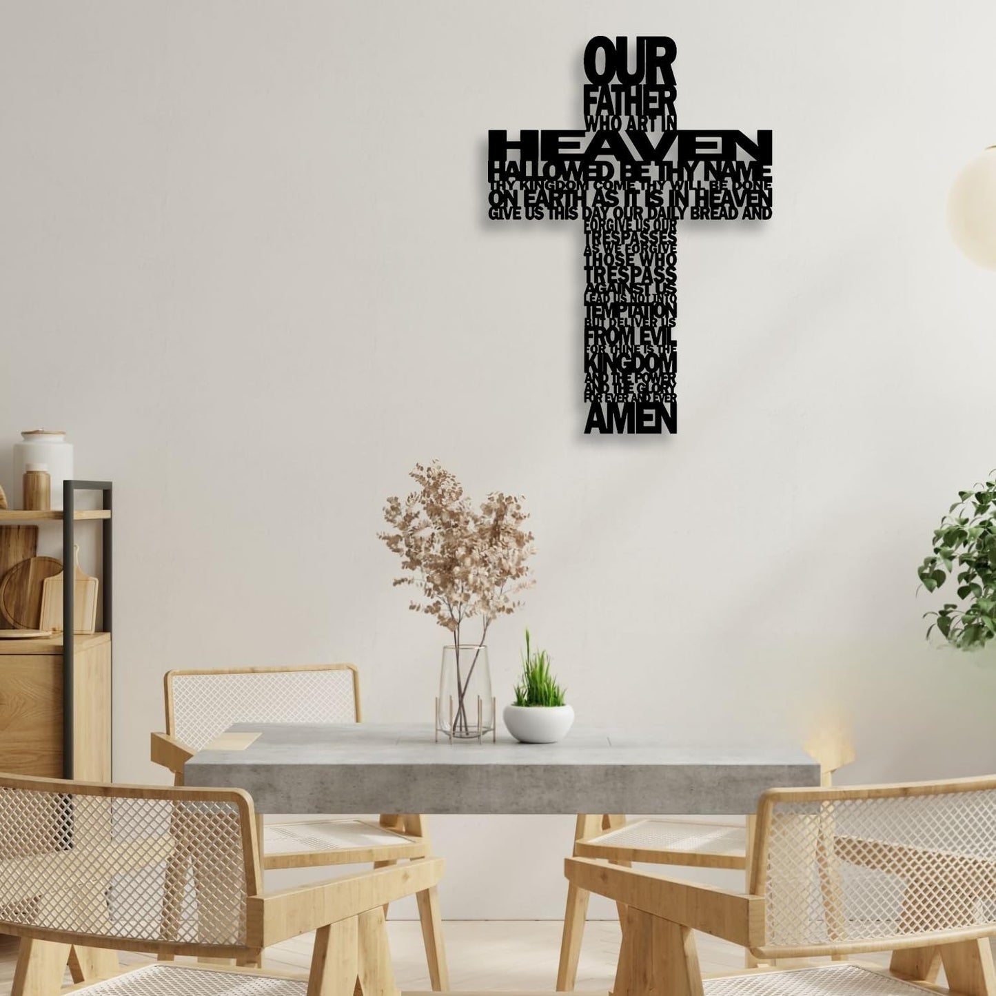 Metal Cross Wall Decor - Rustic Farmhouse Decor Black Prayer Text Cross Wall Art Home Decor for Living Room, Bathroom, Bedroom, Dining Room, Office, Church (Black) E-68