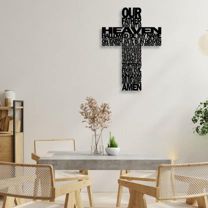Metal Cross Wall Decor - Rustic Farmhouse Decor Black Prayer Text Cross Wall Art Home Decor for Living Room, Bathroom, Bedroom, Dining Room, Office, Church (Black) E-68