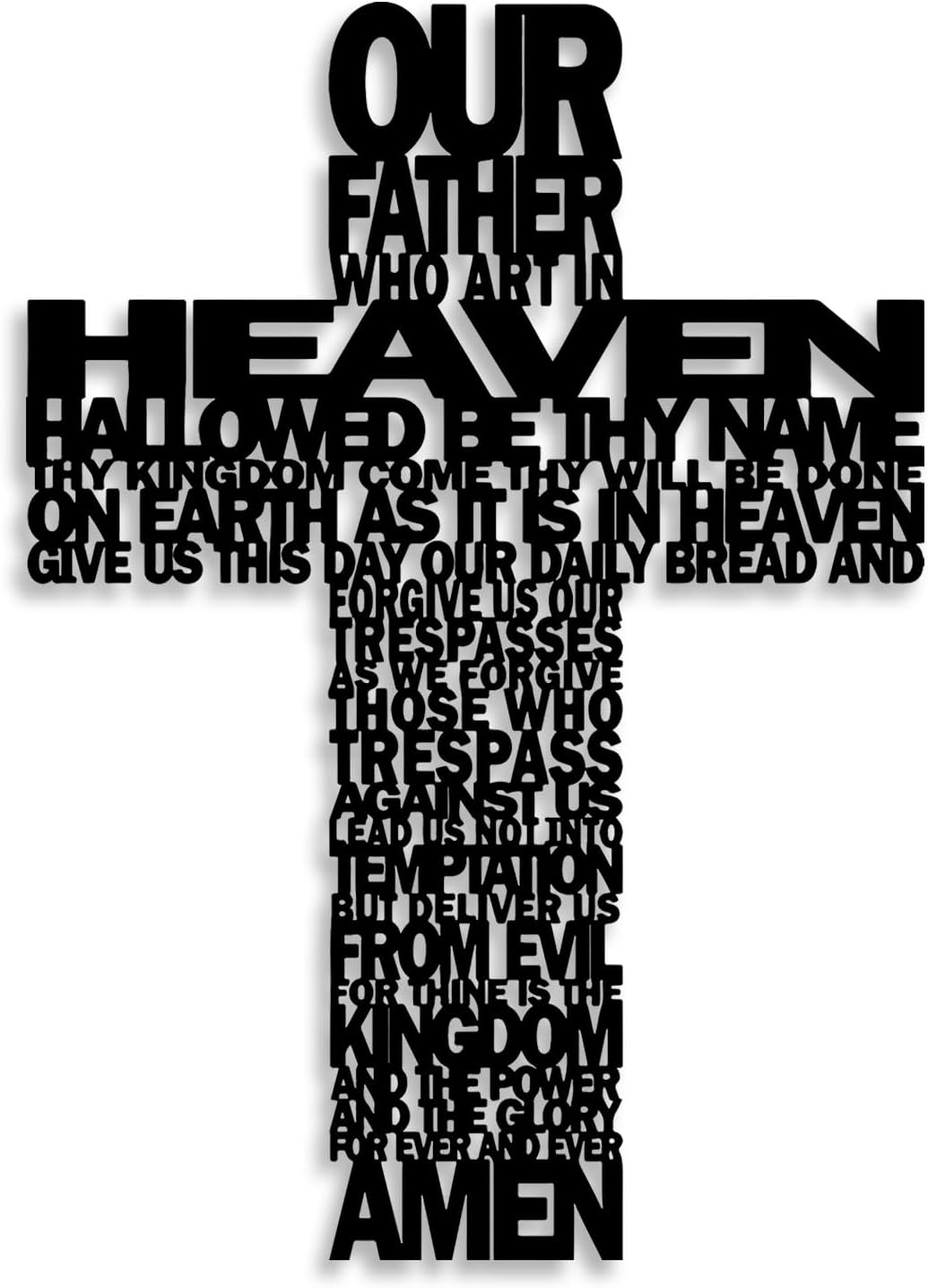 Metal Cross Wall Decor - Rustic Farmhouse Decor Black Prayer Text Cross Wall Art Home Decor for Living Room, Bathroom, Bedroom, Dining Room, Office, Church (Black) E-68
