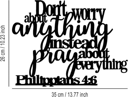 Philippians4:6 Metal Wall Decor - Bible House Decor Black Wall Art Home Decor for Living Room, Bedroom, Dining Room (Black) E-69
