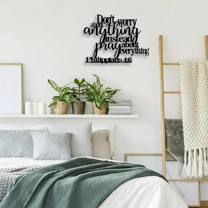 Philippians4:6 Metal Wall Decor - Bible House Decor Black Wall Art Home Decor for Living Room, Bedroom, Dining Room (Black) E-69
