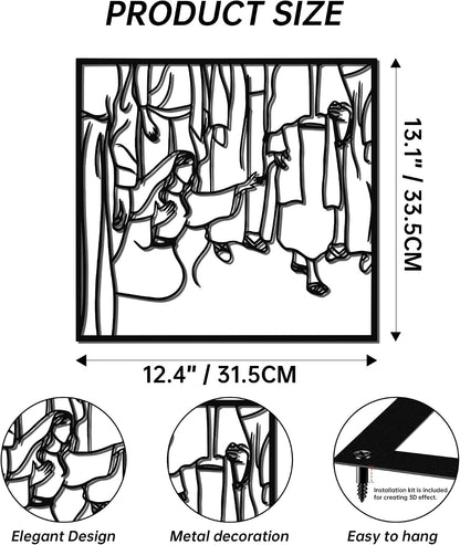 The Last Supper Metal Wall Art, Christian Jesus Wall Decor, Minimalist Line Art Sculpture, Black Religious Decor for Dining Room, Living Room, Bedroom (13.2" x 12.4") E-70