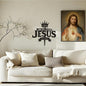 Jesus Christian Wall Art Metal Cross Wall Decor with Crown of Thorns - Black Christian Cross for Wall Decor - Religious Faith wall decorations For Living Room, Bathroom, Bedroom, Dining Room (Jesus is King) E-73