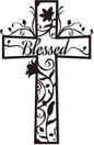 Christian Cross Flowers Metal Wall Decor with Blessed – Minimalist Floral Cross Wall Art for Home, Church & Prayer Room, Religious Gifts for Women, Family, Friends & Believers E-75